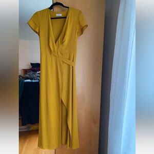 Babaton Mustard Slit Wrap Dress - Size S